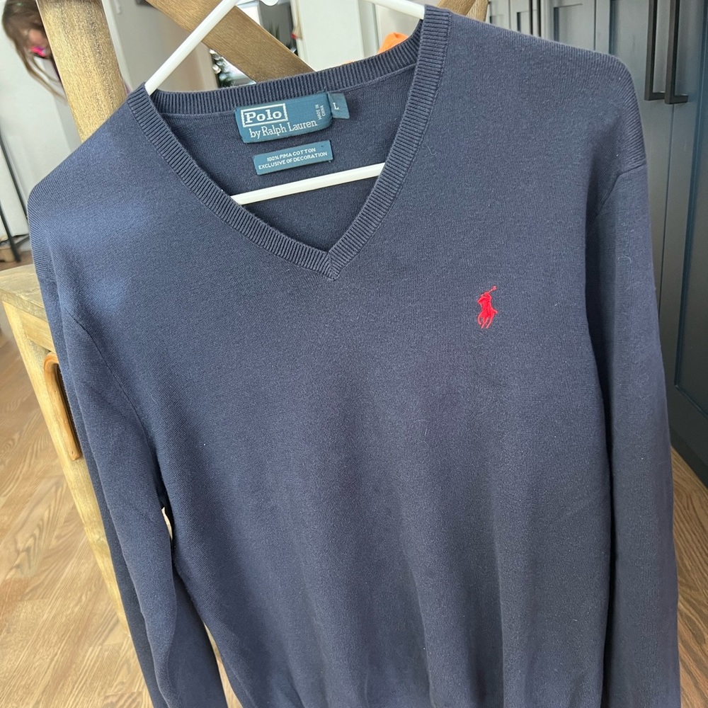 Navy Polo V neck sweater